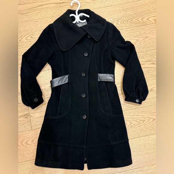 Black wool Mackage coat with leather belt - Picture 3 of 7